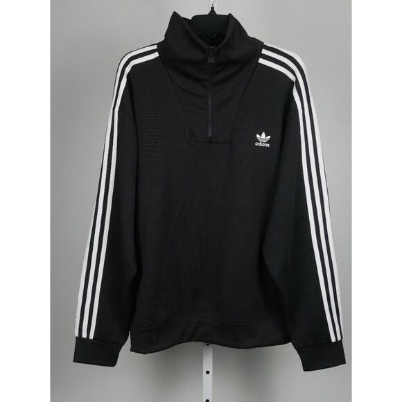 Adidas Men's Funnel neck Quarter Zip Track Top Black Size LARGE - Picture 3 of 9